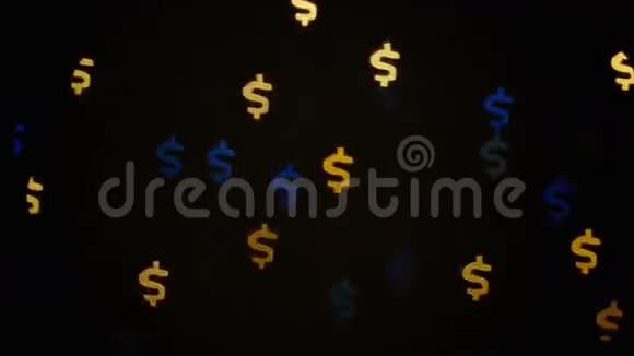 彩色离焦闪烁的美元标志波克节日灯作为抽象背景视频的预览图