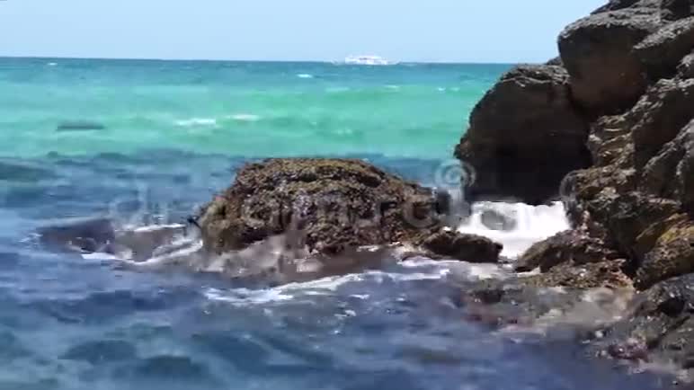 海浪拍打海岸移动藻类菲律宾视频的预览图