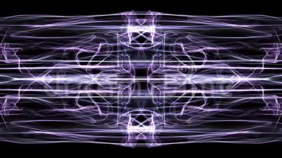 在黑色背景上抽象紫色分形图案发光装饰在隧道运动美丽的装饰视频的预览图
