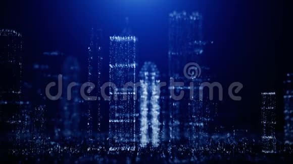 大城市背景的抽象颗粒闪烁视频的预览图