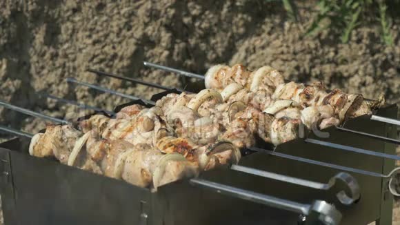 烤串是在金属串上烤焦的视频的预览图
