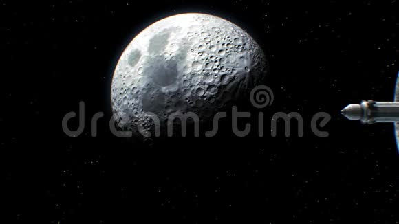 月球背景上的星际宇宙飞船视频的预览图