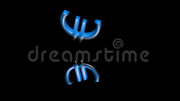 蓝色欧洲符号落在黑色光滑地板上弹跳3D渲染视频视频的预览图