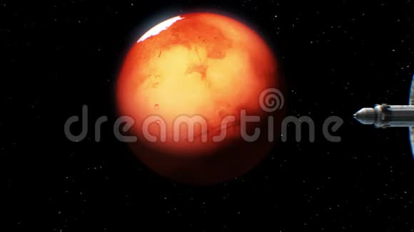 火星背景上的星际宇宙飞船视频的预览图