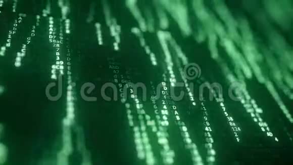 屏幕上绿色发光的代码字符串计算机相关循环动画视频的预览图