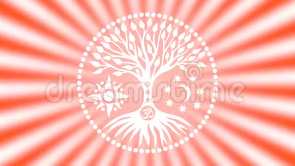 曼陀罗中心的生命之树在旋转的光晕中精神和神圣的象征录像艺术剪刀视频的预览图