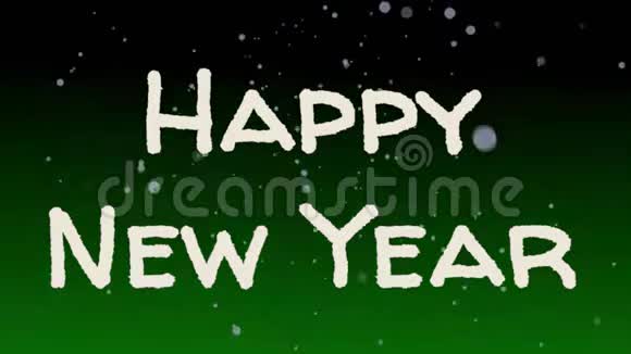 动画新年快乐绿色背景白色字母视频的预览图