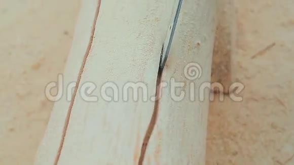 木屋用木工链锯锯原木加拿大角砌石加拿大风格视频的预览图