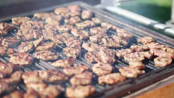 烧烤烤牛肉肉丸野餐视频的预览图
