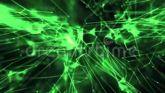 带有点的神经丛三角形的放大细胞形成绿色视频的预览图