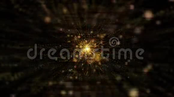 金色爆炸星有光泽和黑色故障线视频的预览图