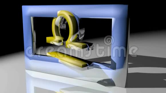 黄道十二宫标志旋转在一个方形蓝色框架3D渲染视频视频的预览图