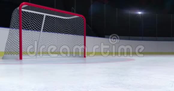 冰场上的目标门放大镜头后闪视频的预览图