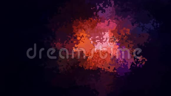 动画闪烁彩色背景无缝循环视频水彩花效果粉红色橙色紫色深黑色视频的预览图