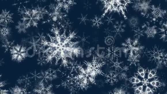 漂亮的雪21080p闪烁的蓝色圣诞雪花视频背景循环视频的预览图