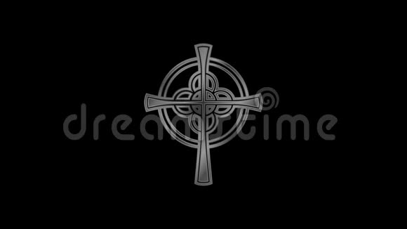 凯尔特十字宗教符号动画宗教凯尔特十字图标的粒子尘埃动画视频的预览图