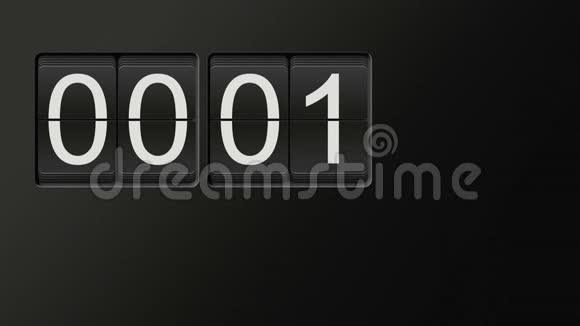 翻转时钟动画计数从0000到0100与白色数字在黑色背景视频的预览图