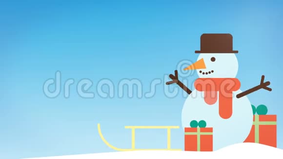 一个有趣的雪人的动画祝你圣诞快乐理想的圣诞节期间视频的预览图