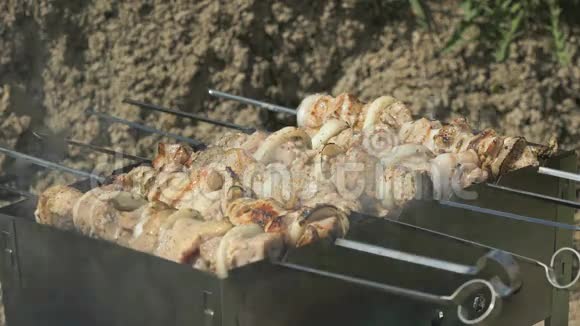 烤串是在金属串上烤焦的视频的预览图
