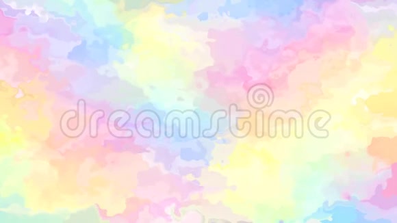 抽象动画彩色背景无缝循环视频水彩效果可爱的全彩光谱婴儿粉红色视频的预览图