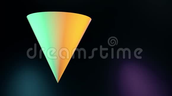 黑色背景上的几何图形黑色空间彩色三角锥运动抽象动画视频的预览图