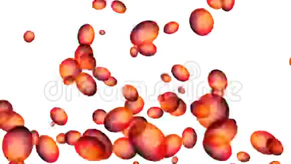 抽象的红色气泡漂浮在白色上视频的预览图