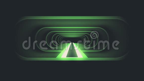 通过霓虹灯绿肋灯能源虚拟现实复古隧道运动图形动画背景视频的预览图