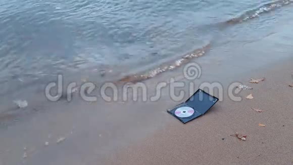 在海岸的沙滩上燃烧的光盘视频的预览图