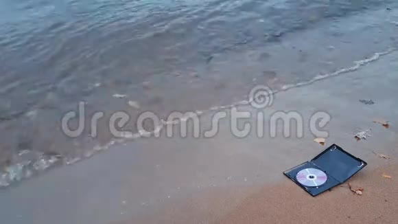 在海岸的沙滩上燃烧的光盘视频的预览图