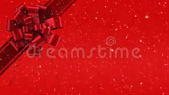红色彩带数字动画红色背景下的礼品蝴蝶结视频的预览图