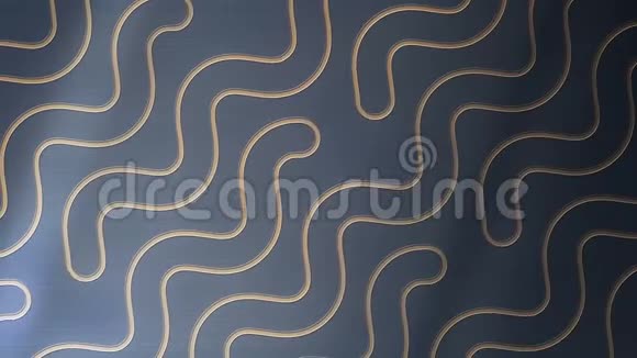 抽象3d渲染金属表面的金色波浪纹图案计算机生成的动画4kUHD视频的预览图