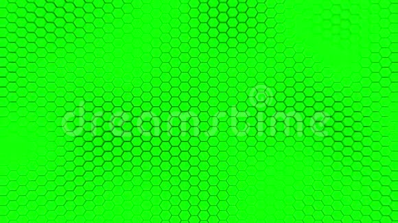 美丽的绿色六边形背景与慢波运动循环视频的预览图
