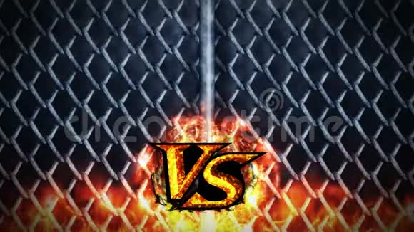 金属铁丝网背景上的战斗动画在火花上体育比赛CG循环动画视频的预览图