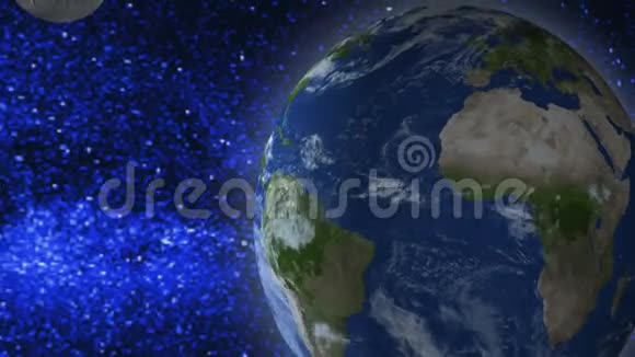 在恒星的背景下夺回地球和月亮小行星附近视频的预览图