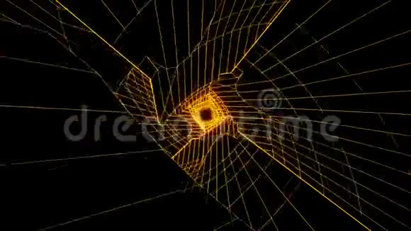 3橙色科幻数字隧道循环背景VHS风格V2视频的预览图