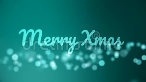 美妙的圣诞快乐动画与模糊的灯光绿松石背景视频的预览图