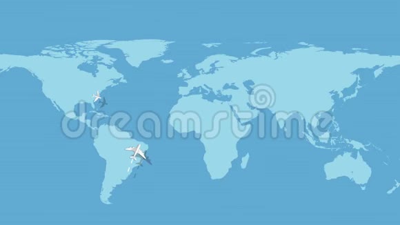 飞机按照世界各地的航线飞行视频的预览图