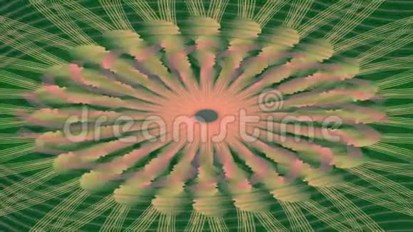 米色和绿色隧道镜头抽象对称花形视频的预览图