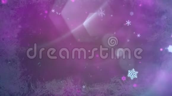 抽象的紫色波克和雪花飘落新年快乐圣诞快乐背景闪亮视频的预览图