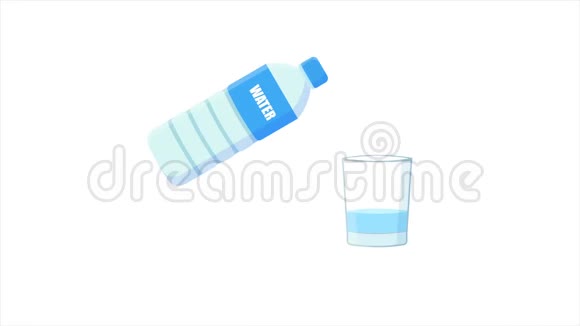 将水从瓶子动画中倒入玻璃带有可选的Luma哑光包括阿尔法卢马马特视频的预览图