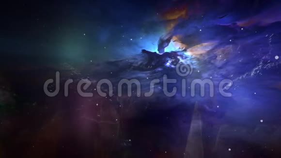 旋转尘埃云和恒星的视差动画视频的预览图