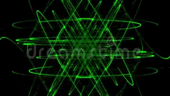 黑色背景上的绿星粒子视频的预览图