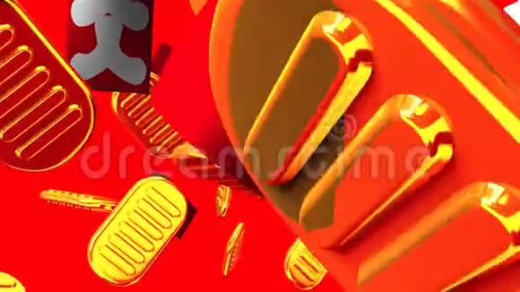 红色背景的椭圆形金币和袋子视频的预览图