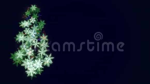 深蓝色背景的动画特写圣诞树视频的预览图