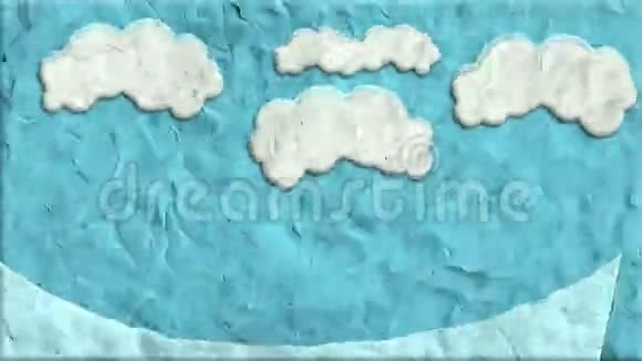 白云蓝天粘土在停止运动视频的预览图