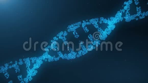 旋转的3D呈现人工整型DNA分子将DNA转换成二进制码概念二进制基因组视频的预览图