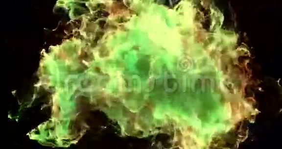 运动背景VJ循环绿色和黄色粒子4k马特视频的预览图