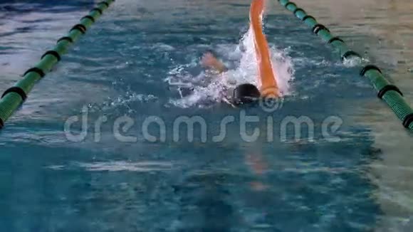 适合女性游泳运动员在游泳池中做背部中风视频的预览图