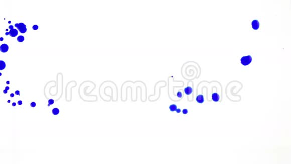 蓝墨花雨在白色上隔离视频的预览图