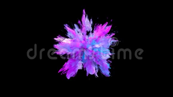 紫色爆发彩色烟雾爆炸流体粒子阿尔法哑光视频的预览图